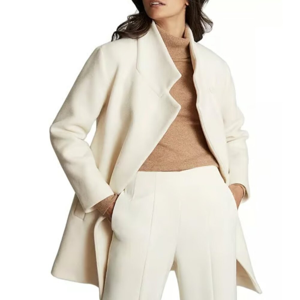 Reiss Sicily Cream Wool Coat